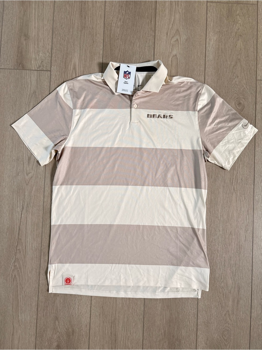 Nike NFL Bears Striped Polo Shirt - Cream & Tan